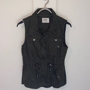 Ashley by 26 International Downtown Army Green Floral Embroidered Vest